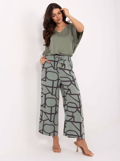 Spodnie materiałowe damskie, zielone, Sublevel