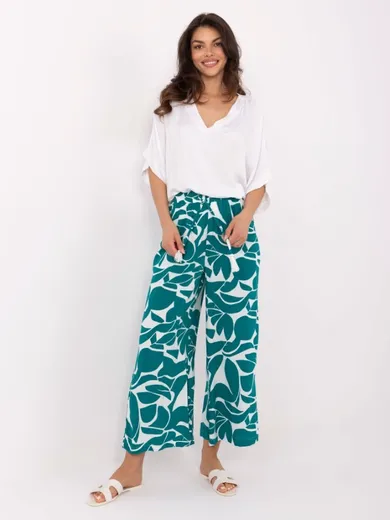 Spodnie materiałowe damskie, zielone, Sublevel