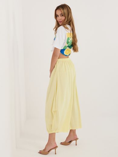 Spodnie materiałowe damskie, żółte, Italy Moda