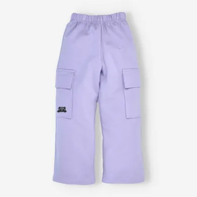 Spodnie materiałowe dziewczęce, fioletowe, Pandamello
