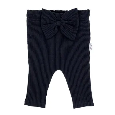 Spodnie materiałowe dziewczęce, prążkowane, czarne, Nicol
