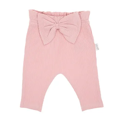 Spodnie materiałowe dziewczęce, prążkowane, różowe, Nicol