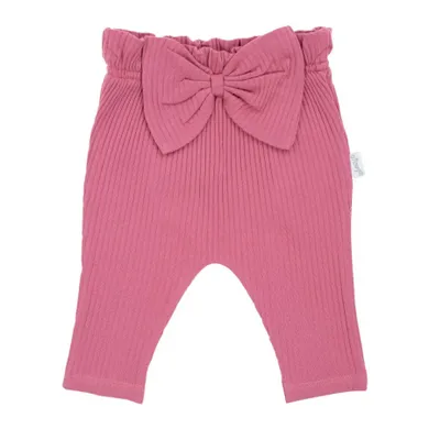 Spodnie materiałowe dziewczęce, prążkowane, różowe, Nicol