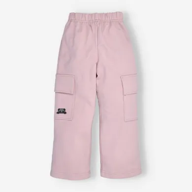 Spodnie materiałowe dziewczęce, różowe, Pandamello