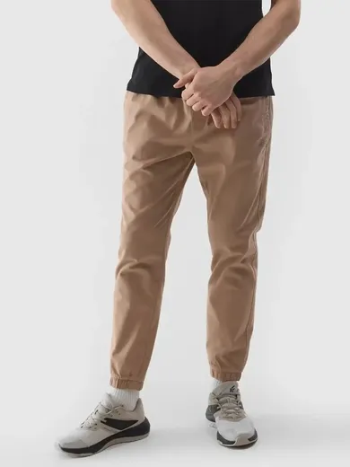 Spodnie materiałowe męskie, beżowe, 4F