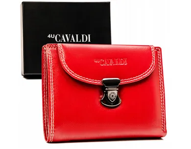 Średni, skórzany portfel damski na zatrzask, 4U Cavaldi