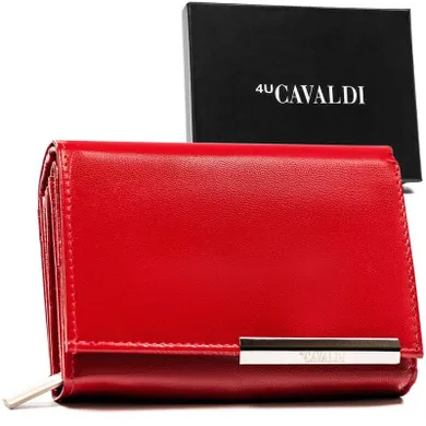 Średnich rozmiarów skórzany portfel damski na zatrzask, 4U Cavaldi