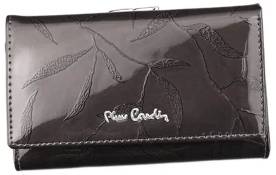Średniej wielkości lakierowany portfel damski z sekcją na monety, Pierre Cardin