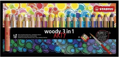 Stabilo, kredki woody arty 3w1, 18 kolorów + temperówka