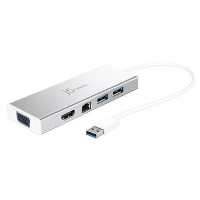 Stacja Dokująca J5create Usb3.0 Mini Dock, 1x Hdmi/1xvga/2xusb, 3.1/1xmicro Usb/1xrj45 Gigabit, Srebrny Jud380-n