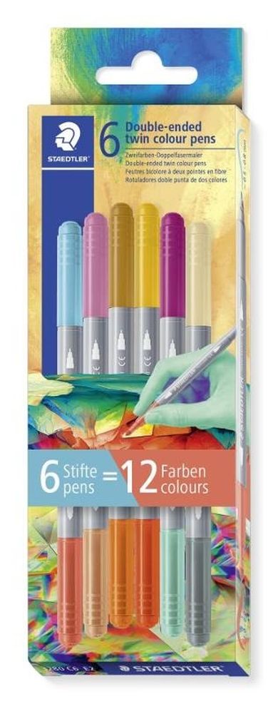 Staedtler, Multiverse, flamastry dwustronne, 12 kolorów, 6 szt.