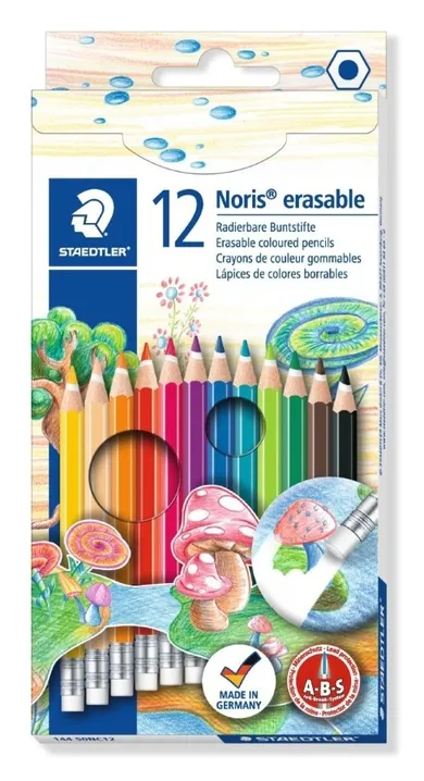 Staedtler, Noris Club, kredki ołówkowe, usuwalne, z gumką, 12 kolorów