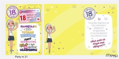 Stamp, Party, karnet naklejany B6 + koperta, Urodziny 18