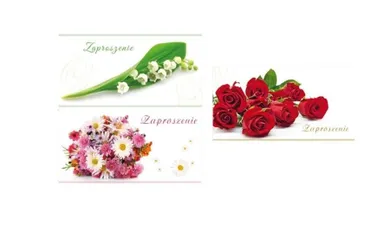 Stamp, zaproszenia, Flowers, 10 szt.