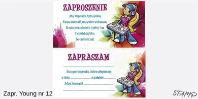 Stamp, zaproszenia, Young, dziewczynka, 10 szt.