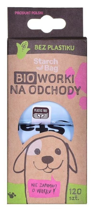 Starch Bag, kompostowalne bioworki na odchody, niebieski, 8-15 szt.