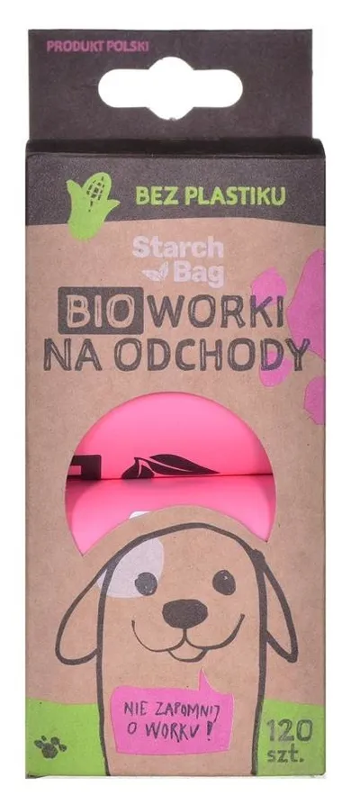 Starch Bag, kompostowalne bioworki na odchody, różowy, 8-15 szt.