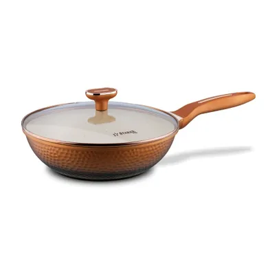 Starke Pro, Texture Copper, patelnia wok z pokrywą, 28-8 cm