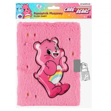 Starpak, Care Bears, pamiętnik zamykany na kłódkę, pluszowy, różowy, A5, 80 kartek