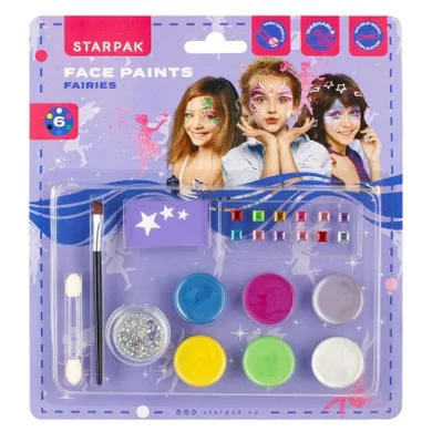 Starpak, farby do malowania twarzy + brokat, Fairy, 6 kolorów