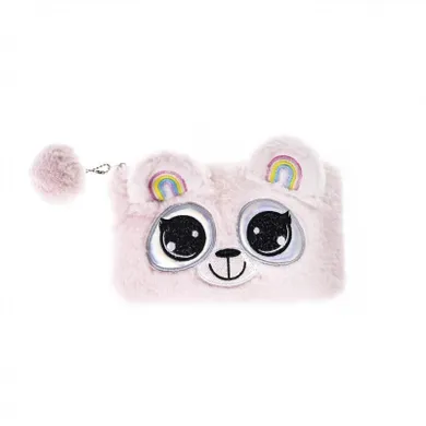Starpak, piórnik saszetka, pluszowy, big eyes pink