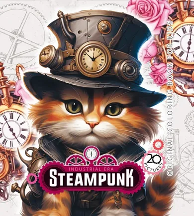 Steampunk Kot. Kolorowanka 160-160