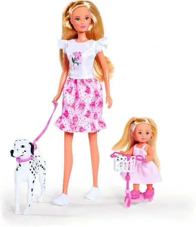 Steffi Love i Evi, lalki na spacerze z psem