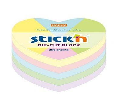 Stick’n, notes samoprzylepny, serce, pastelowy, 64-67 mm, 250 kartek