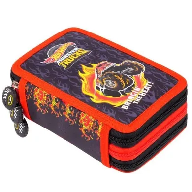 St.Majewski, Hot Wheels, piórnik rozkładany, potrójny, z wyposażeniem