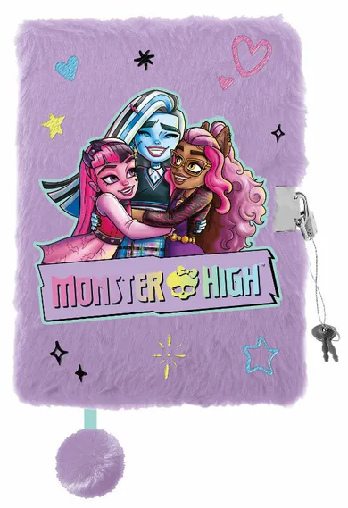 St.Majewski, Monster High, pamiętnik 3D z kłódką, A5, włochacz, 96 kartek, fioletowy