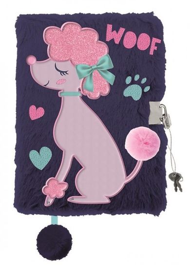 St.Majewski, pamiętnik 3D z kłódką, A5, włochacz, 96 kartek, Lady Poodle