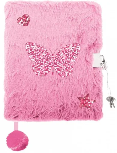 St.Majewski, pamiętnik 3D z kłódką, A5, włochacz, 96 kartek, Shiny Butterfly