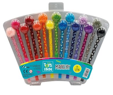 Stnux, markery z pomponem, 15 kolorów