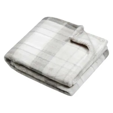 Stof, koc pluszowy scotland w kratę, 130-160 cm