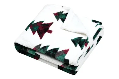 Stof, koc świąteczny klaus w choinki, 130-160 cm