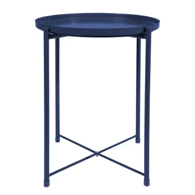 Stolik okrągły, metalowy, styl Loft, ciemnoniebieski