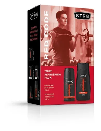 STR8, zestaw prezentowy Red Code: deo spray, 150 ml + żel pod prysznic, 250 ml