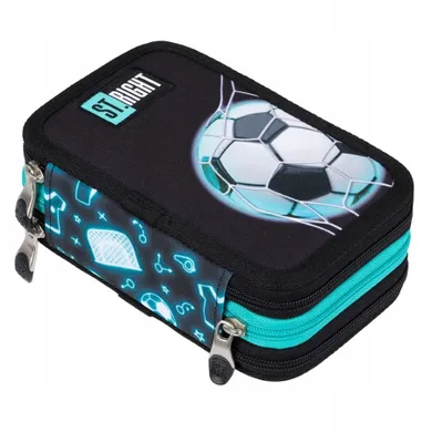 St.Right, piórnik rozkładany, potrójny, z wyposażeniem, Neon Football