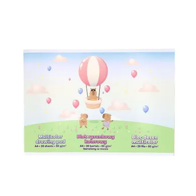 Strigo, blok rysunkowy, A4, 20 kartek, 80g, Kapibara w balonie