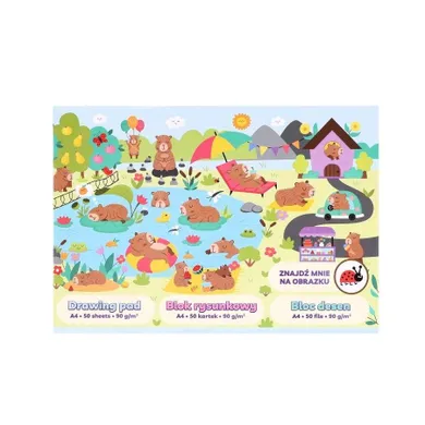 Strigo, blok rysunkowy, A4, 50 kartek, Kapibara