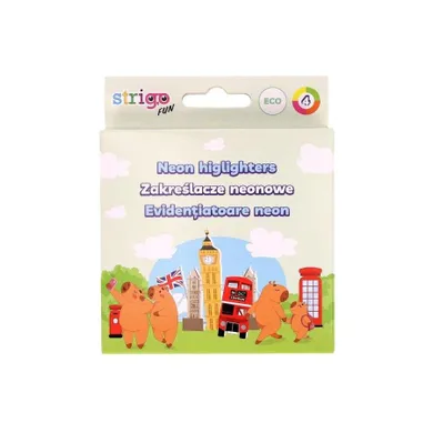 Strigo, Eco, zakreślacze, neonowe, Kapibara, 4 szt.