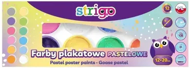 Strigo, farby plakatowe, pastelowe, 8 kolorów, 20 ml