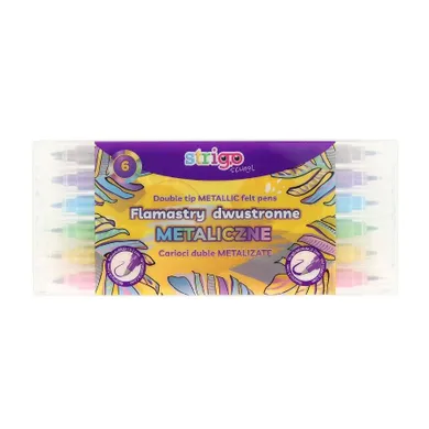 Strigo, flamastry dwustronne, metaliczne, 6 kolorów