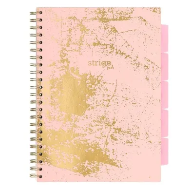 Strigo, Pads, kołozeszyt A4, 100 kartek, kratka, Marmur, różowy, 1 szt.