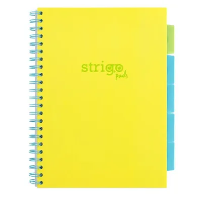 Strigo, Pads, kołozeszyt A4, 100 kartek, kratka, Neon, żółty, 1 szt.