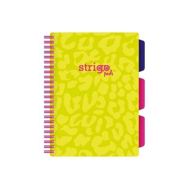 Strigo, Pads, kołozeszyt A5, 100 kartek, kratka, Neon, zielony, 1 szt.