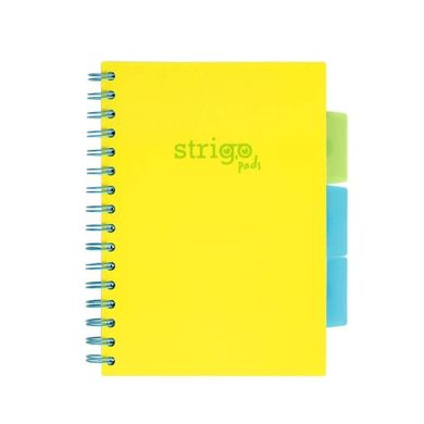 Strigo, Pads, kołozeszyt A5, 100 kartek, kratka, Neon, żółty, 1 szt.