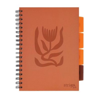 Strigo, Pads, kołozeszyt B5, 100 kartek, kratka, Floral, ceglany, 1 szt.