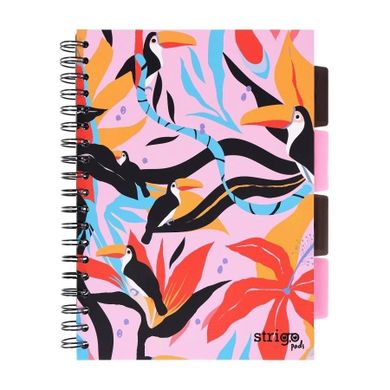 Strigo, Pads, kołozeszyt B5, 100 kartek, kratka, Jungla, różowy, 1 szt.