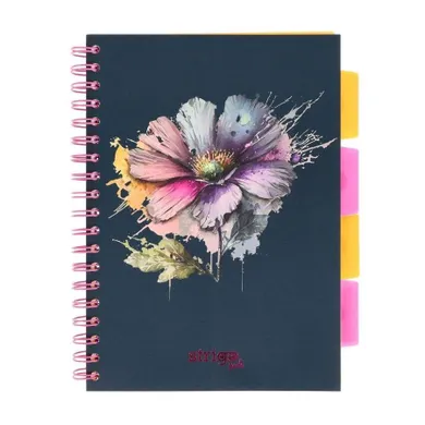 Strigo, Pads, kołozeszyt B5, 100 kartek, kratka, Kwiaty, granatowy, 1 szt.